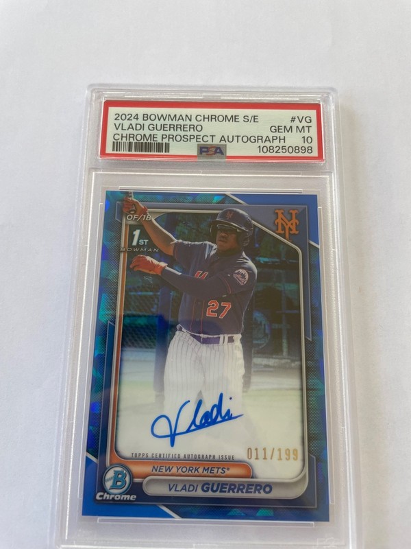 Vladi Guerrero Sapphire Auto #/199 🔥 2024 Bowman  1st Chrome Sapphire PSA  10