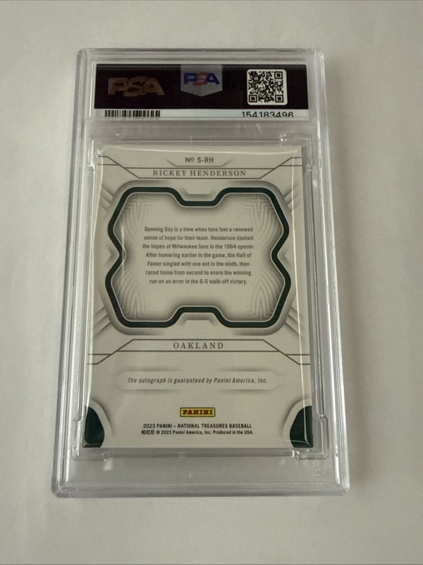 2023 National Treasures Auto Rickey Henderson /10🔥PSA 8🔥POP 1 None ^ 👀 A’s ⚾️ view 2