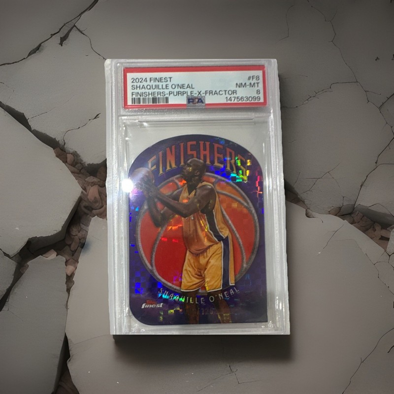 Shaquille O'Neal 2024-25 Topps Finest Finishers Purple X-Fractor /125 PSA 8