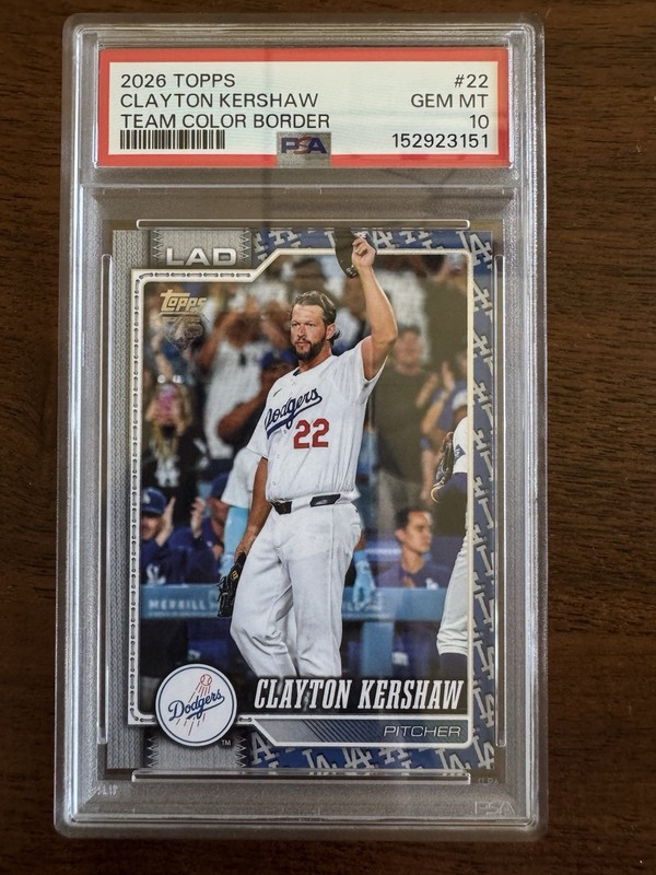 2026 TOPPS S1 CLAYTON KERSHAW TEAM BORDER SP POP 1 PSA 10 🔥🔥🔥