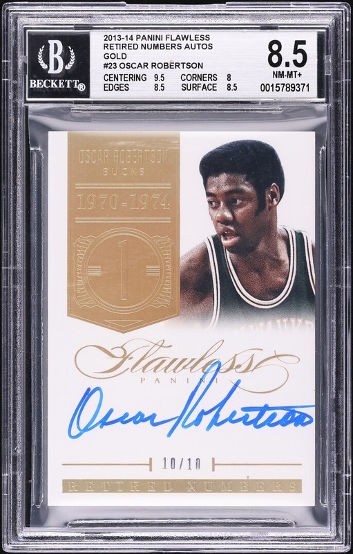 2013-14 Panini Flawless Oscar Robertson On Card Auto Retired Numbers /10 BGS 8.5