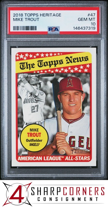 2018 TOPPS HERITAGE #47 MIKE TROUT ANGELS PSA 10