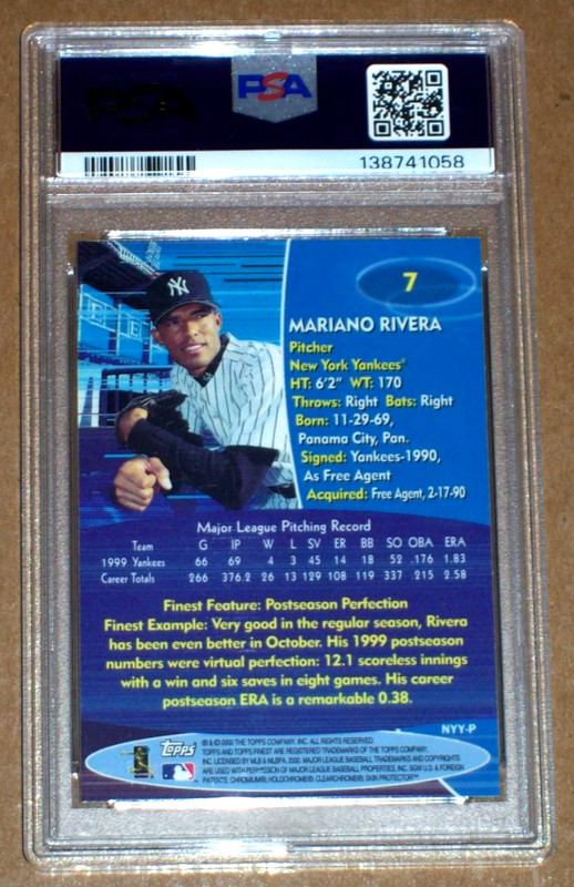 2000 Mariano Rivera #7 Finest PSA 10 New York Yankees view 2