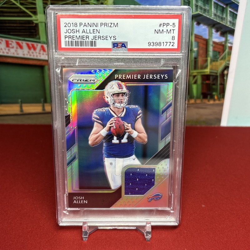 2018 Panini Prizm Josh Allen Patch Rookie Silver PSA 8 Player-worn 🔥🔥 Bills