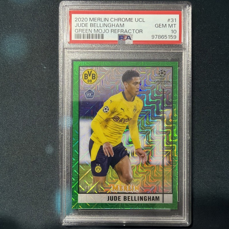 2020-21 Topps Merlin UEFA Jude Bellingham #31 RC Rookie Green Mojo /99 PSA 10