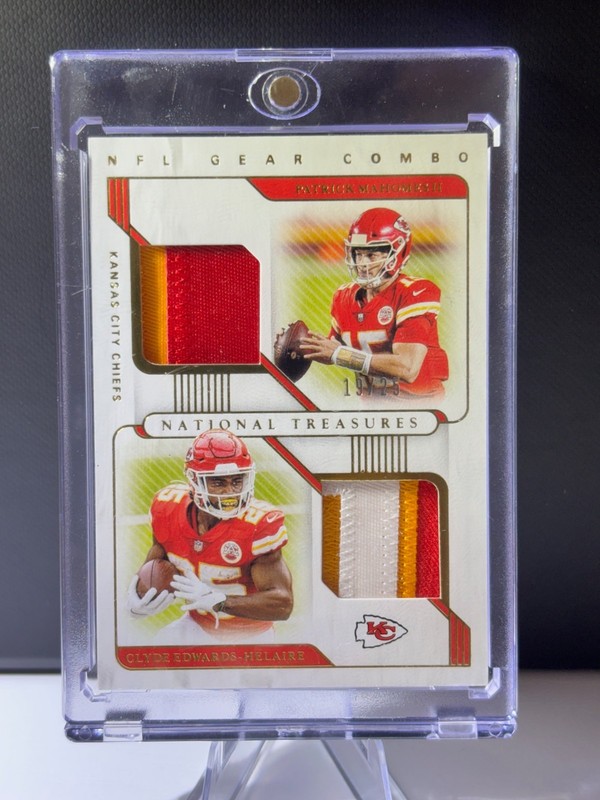 PATRICK MAHOMES & CEH 2020 NATIONAL TREASURES PATCH #/25  GAME USED! KC CHIEFS