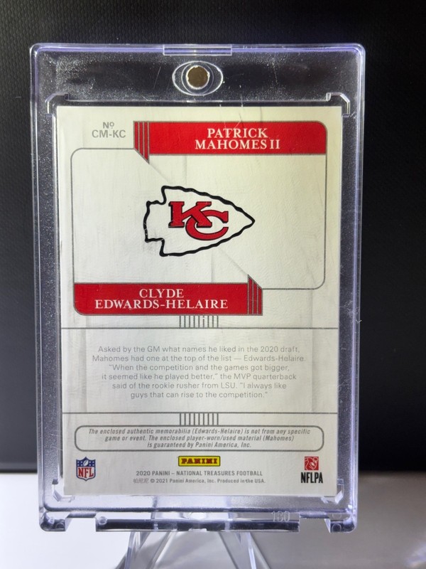 PATRICK MAHOMES & CEH 2020 NATIONAL TREASURES PATCH #/25  GAME USED! KC CHIEFS view 2