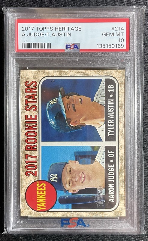 2017 Topps Heritage Aaron Judge/Tyler Austin Rookie Stars #214 PSA 10