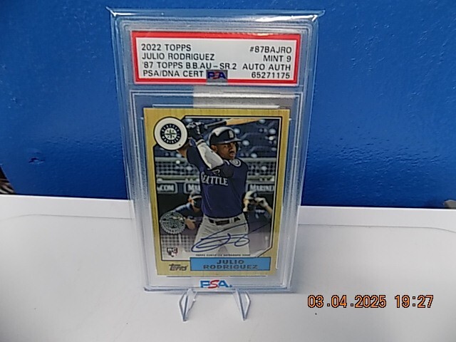 2022 Topps Series 2 Julio Rodriguez RC AUTO PSA 9 1987 Topps #87BAJRO Mariners