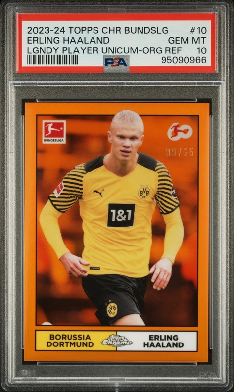 2024 Bundesliga Erling Haaland Legendary Player Orange Refractor /25 PSA 10