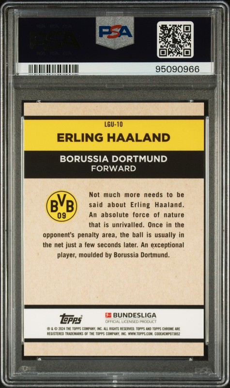 2024 Bundesliga Erling Haaland Legendary Player Orange Refractor /25 PSA 10 view 2