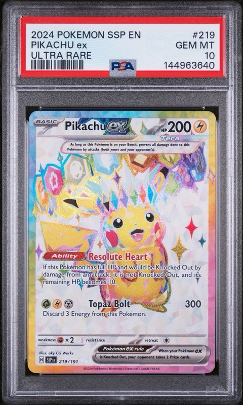 2024 Pokemon Surging Sparks - Pikachu EX Ultra Rare No. 219 PSA 10