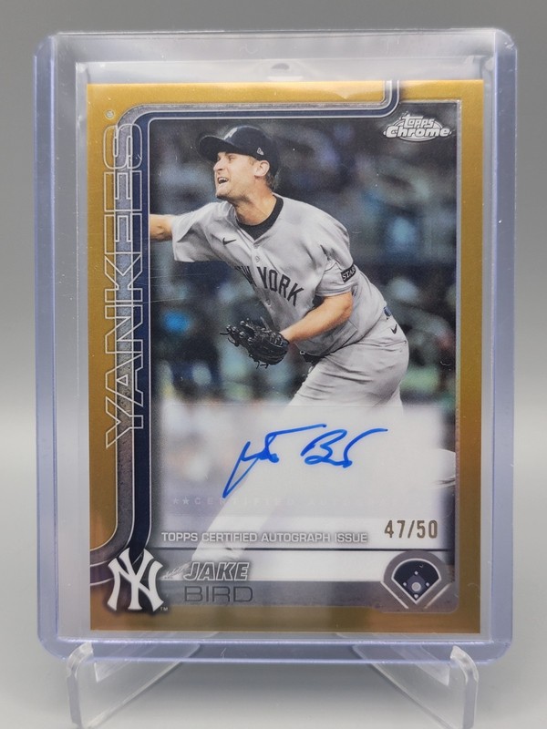 2025 Topps Chrome Update Jake Bird Auto True Gold Refractor #/50 Yankees view 1