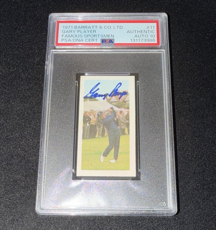 Gary Player Signed 1971 Barratt & Co Rookie Card PSA Slabbed Golf Auto Grade 10
