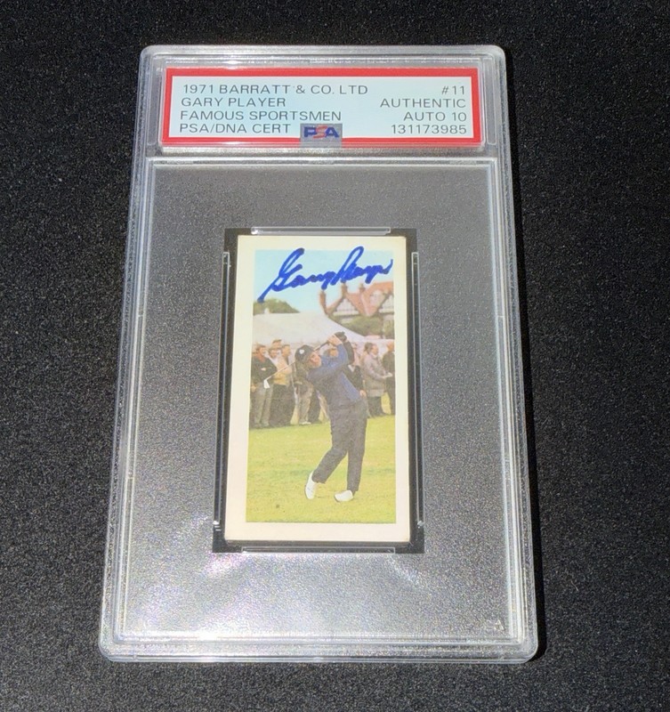 Gary Player Signed 1971 Barratt & Co Rookie Card PSA Slabbed Golf Auto Grade 10