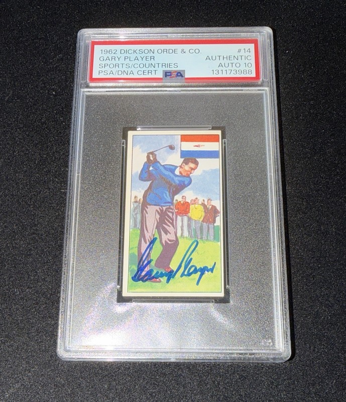 Gary Player Signed 1962 Dickson Orde & Co Golf Card PSA Slab Golf Auto Grade 10