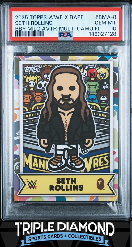 2025 Topps WWE X Bape Seth Rollins Baby Milo Avatar Multi Camo #1/5 PSA 10 B497