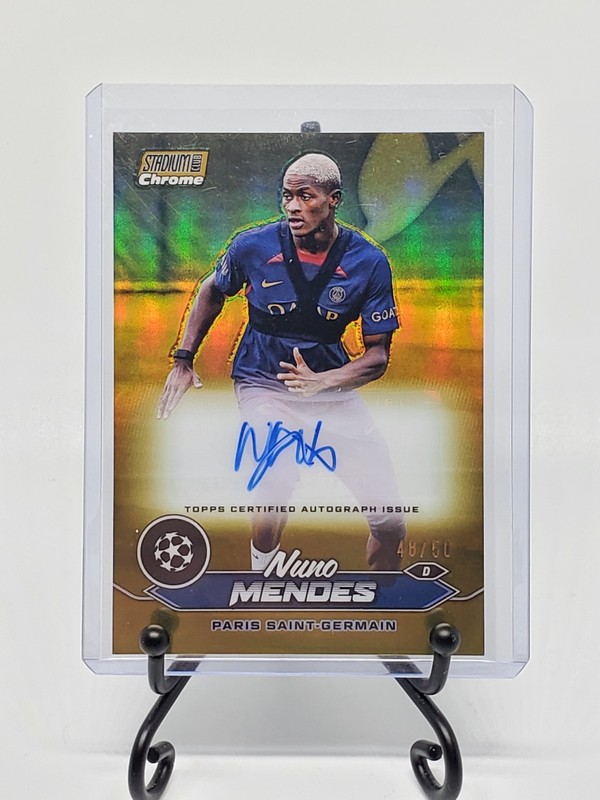 Nuno Mendes 2023-24 Stadium Club Chrome UEFA Champions League AUTO Gold /50
