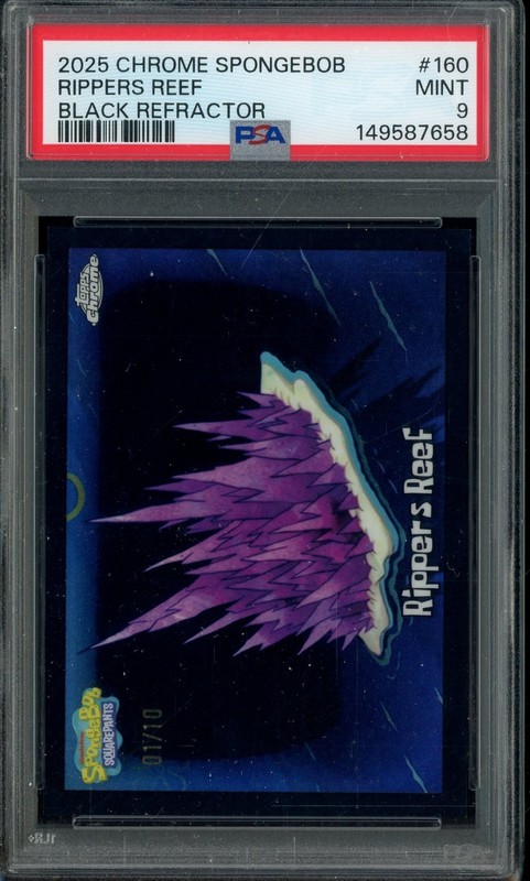 2025 Topps Chrome SpongeBob Black Refractor #160 Rippers Reef 1/10 PSA 9 MINT
