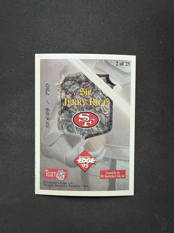 Jerry Rice 1995 Collector's Edge Excalibur 22K Silver Prism /750 view 2