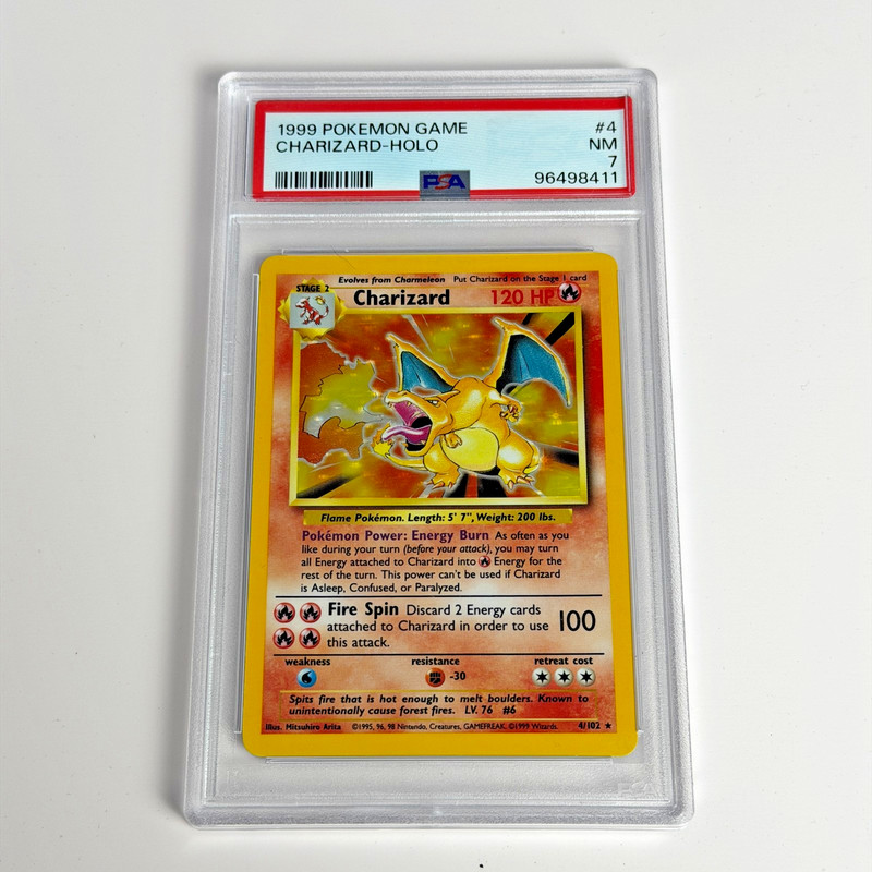 1999 POKEMON BASE SET UNLIMITED #4 CHARIZARD-HOLO PSA 7