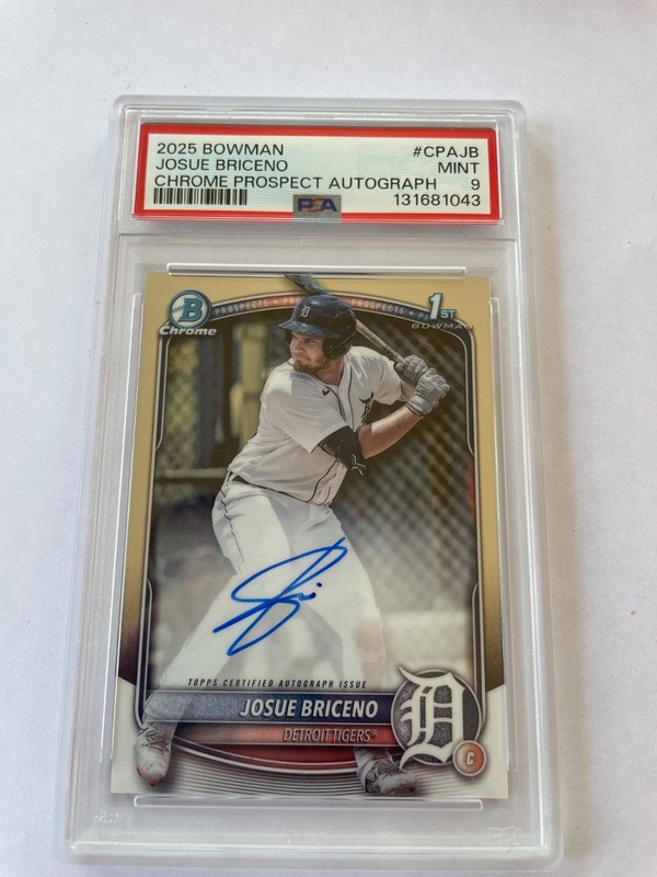 Josue Briceno 1st Auto 2025 Bowman #CPA-JB Chrome 1st Auto PSA 9