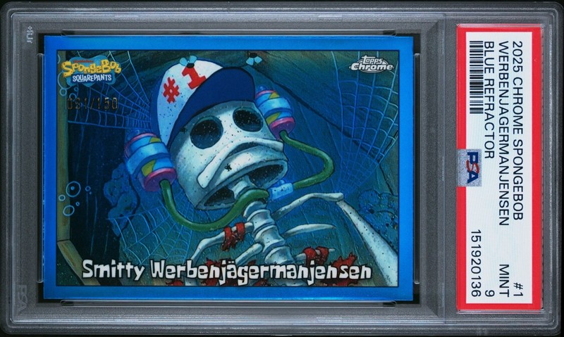 2025 SpongeBob SquarePants Smitty Werbenjagermanjensen Blue Refractor /150 PSA 9