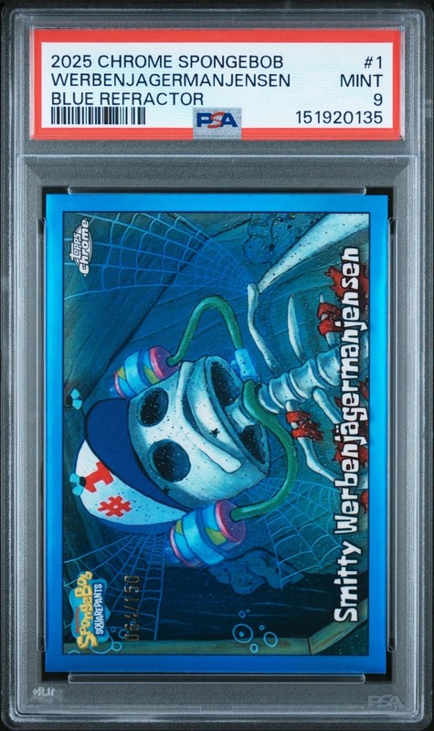 2025 SpongeBob SquarePants Smitty Werbenjagermanjensen Blue Refractor /150 PSA 9
