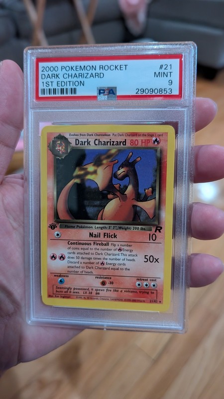 PSA 9 Rocket 1st Edition Dark Charizard 21/82 WoTC 2000 Pokemon Non-Holo Mint
