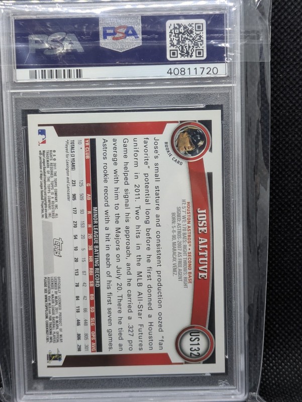 Jose Altuve Rookie Card 2011 Topps Update Walmart Blue #US132 PSA 9 view 2