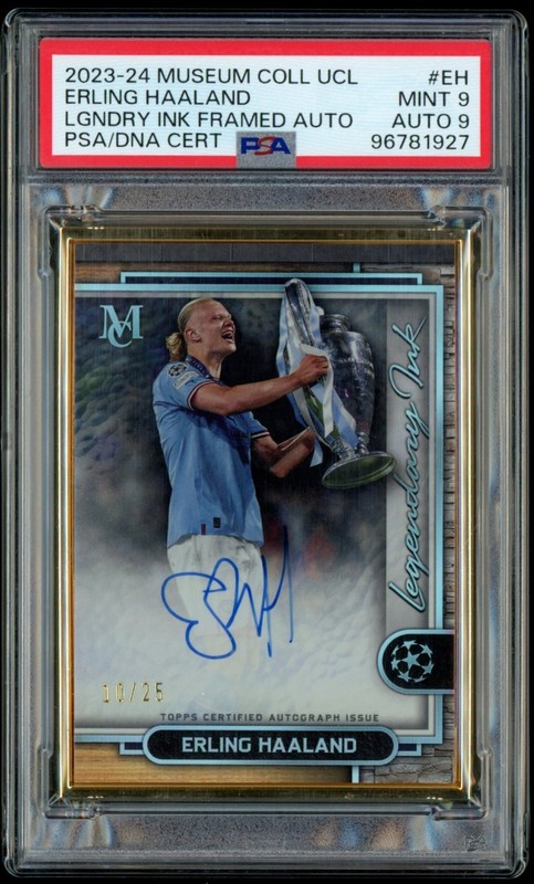 2023-24 Museum Collection UCL Erling Haaland Legendary Ink Framed Auto /25 PSA 9