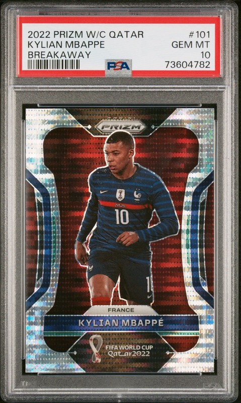 2022 PRIZM WORLD CUP KYLIAN MBAPPE #101 BREAKAWAY PRIZM PSA 10 POP 1 *READ DESC*