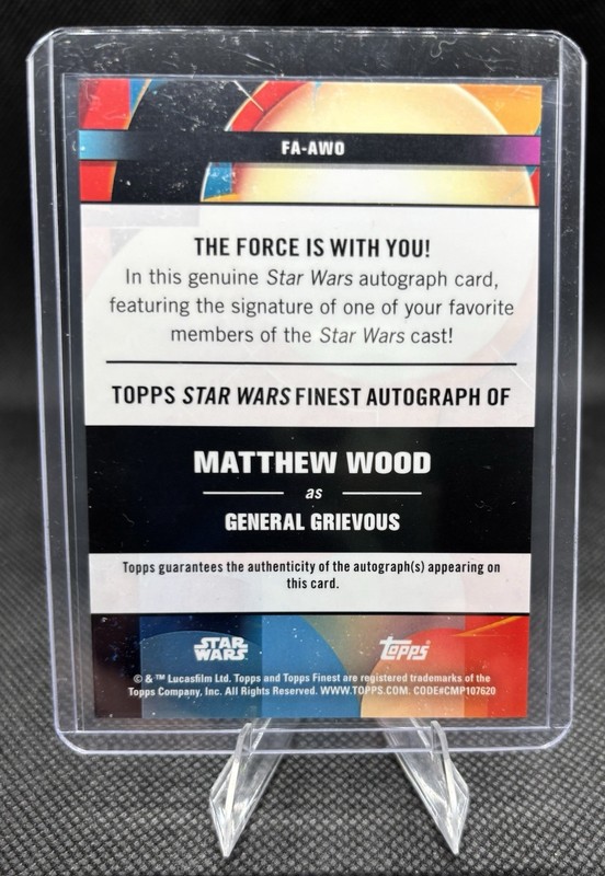Topps Star Wars Finest General Grievous Matthew Wood Auto FA-AW0 #09/50 view 2