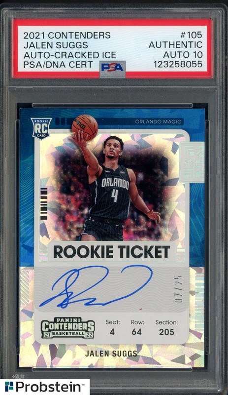 2021 Contenders Cracked Ice Rookie Ticket Jalen Suggs RC /25 PSA/DNA 10 AUTO