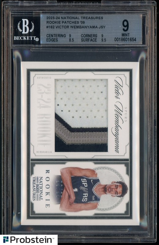 2023-24 National Treasures #162 Victor Wembanyama RC 3-Color Patch 99/99 BGS 9