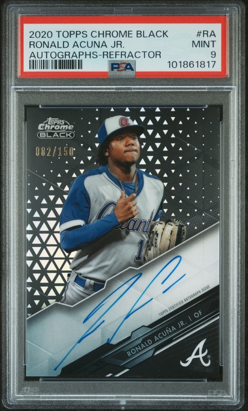 2020 Topps Chrome Black Ronald Acuna Jr Auto Refractor /150 PSA 9 Atlanta Braves
