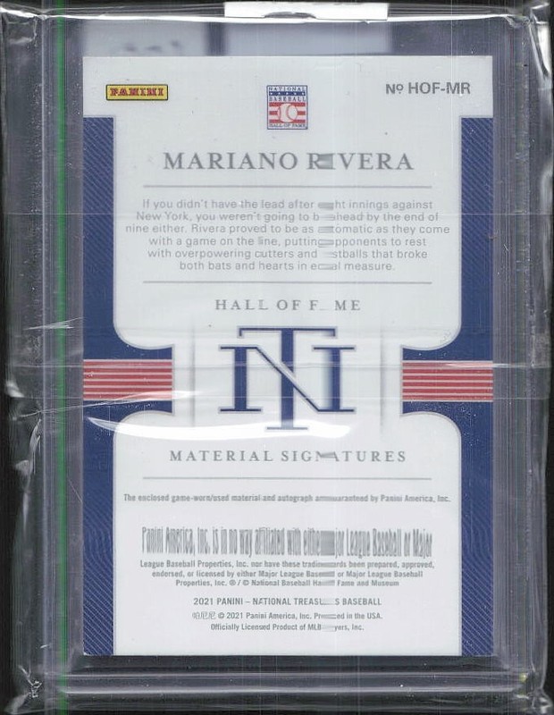 Mariano Rivera 2021 Panini National Treasures HOF Holo Gold Patch Auto  25/25 view 2