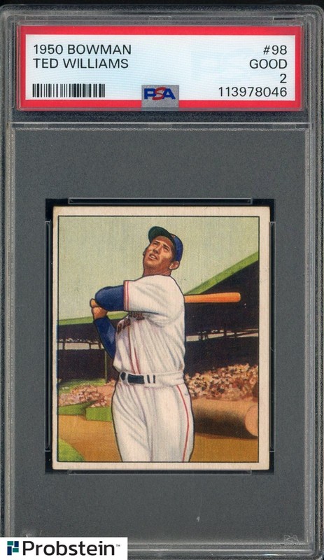 1950 Bowman #98 Ted Williams Boston Red Sox HOF PSA 2 GOOD