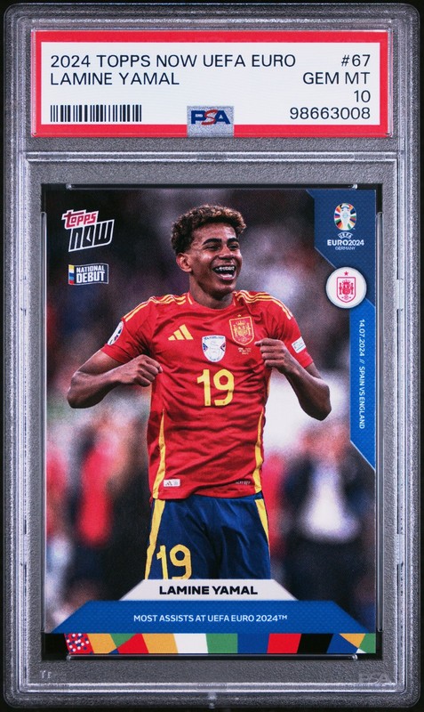 2024 Topps Now Uefa Euro #67 Lamine Yamal FC Barcelona PSA 10