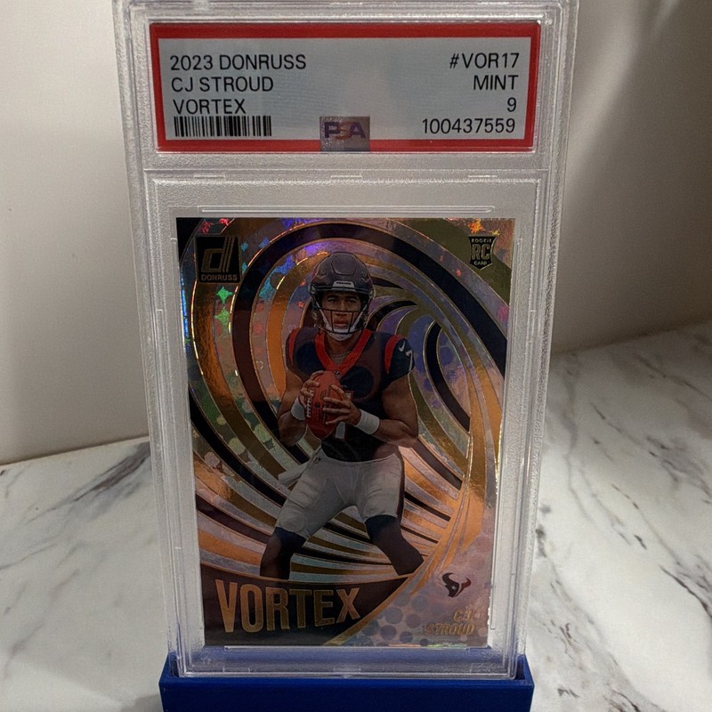 Panini 2023 Donruss Vortex C.J. Stroud VOR-17 RC Insert PSA 9 Texans view 1