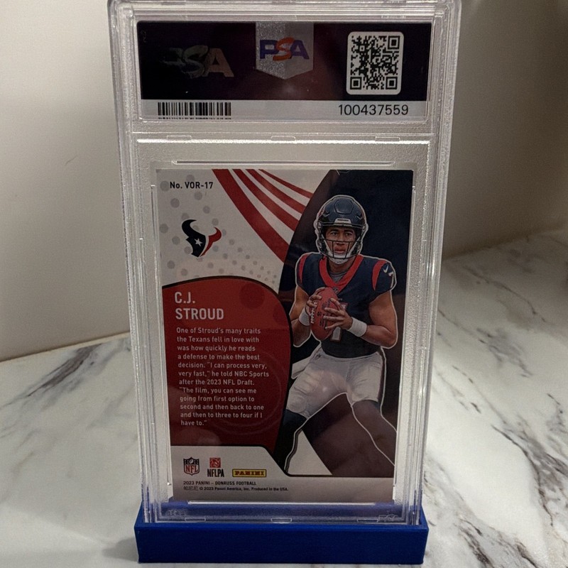 Panini 2023 Donruss Vortex C.J. Stroud VOR-17 RC Insert PSA 9 Texans view 2