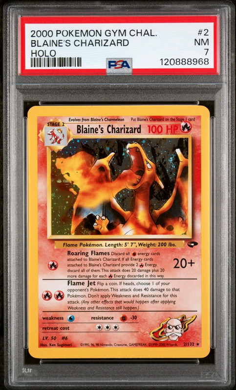 2000 POKEMON BLAINE'S CHARIZARD HOLO GYM CHALLENGE #2 PSA 7