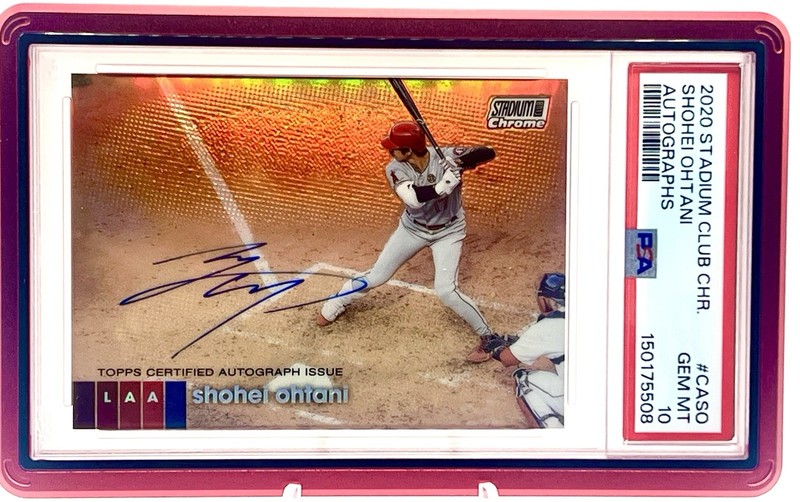 2020 Topps Stadium Club Chrome Shohei Ohtani Chrome Auto #CASO PSA 10 POP 3 view 2