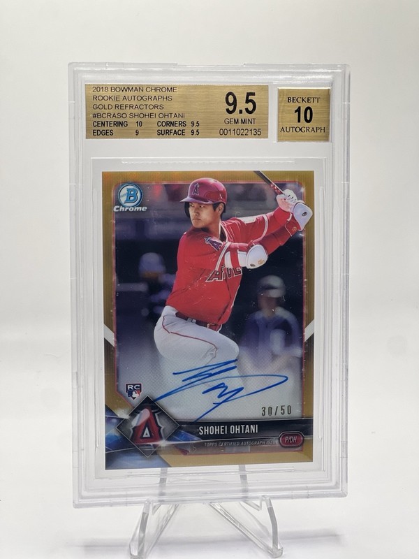 2018 Bowman Chrome Shohei Ohtani Gold Refractor Rookie Auto /50 BGS 9.5 view 2