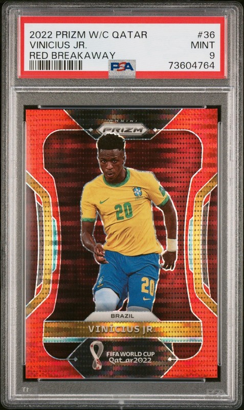 2022 Panini Prizm World Cup Qatar Vinicius Jr Red Breakaway Prizm /99 PSA 9