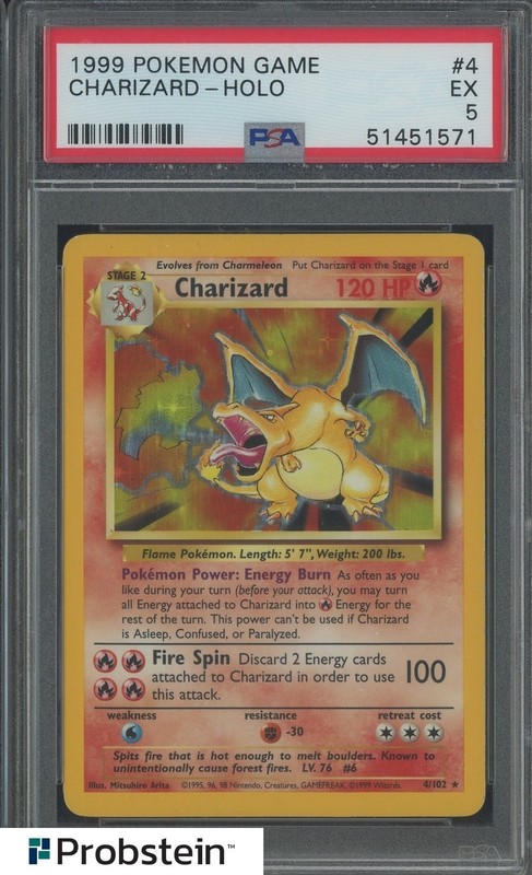 1999 Pokemon Game #4 Charizard Holo PSA 5 EX