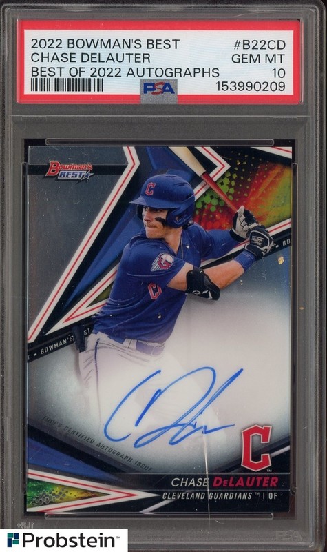 2022 Bowman's Best of 2022 Chase Delauter RC Rookie AUTO PSA 10 GEM MINT