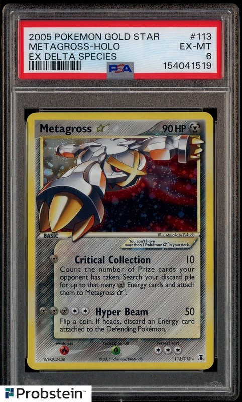 2005 Pokemon Gold Star Ex Delta Species #113 Metagross Holo PSA 6 EX-MT