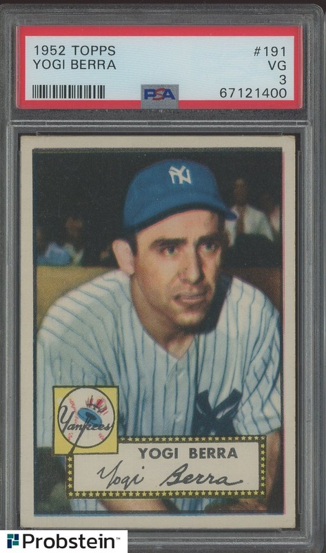 1952 Topps #191 Yogi Berra New York Yankees HOF PSA 3 Centered LOOKS NICER