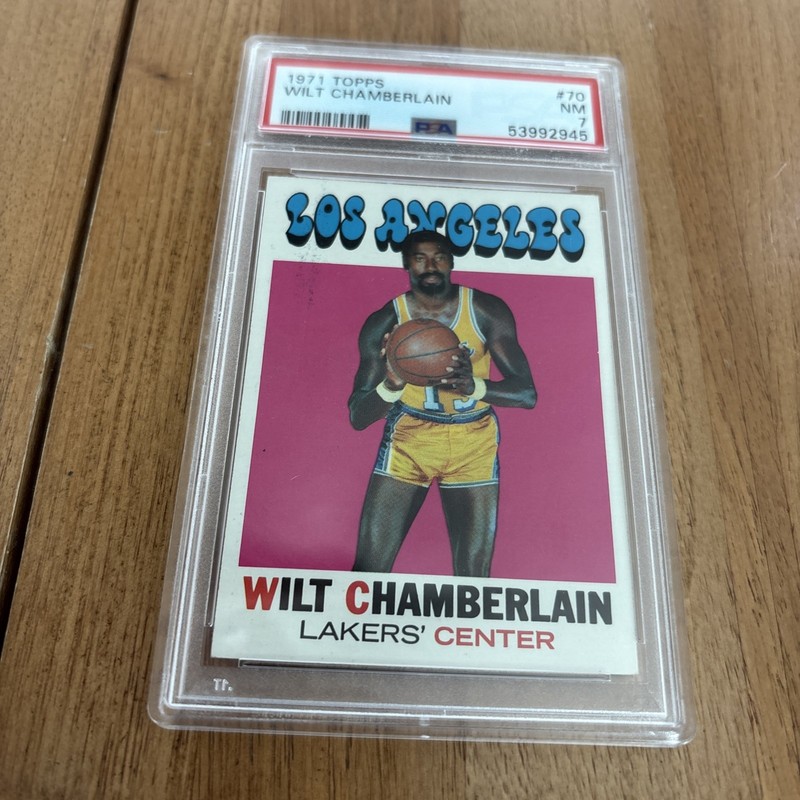 1971 Topps #70 WILT CHAMBERLAIN PSA 7 NM TOPPS HOF LA LAKERS 76ERS